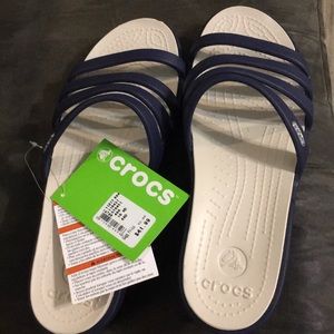Crocs navy mini wedge sandal